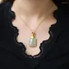 Pendentifs Tempérament rétro Jade pendentif pour dame fête accessoires mode femmes 925 en argent Sterling clavicule collier fille cadeau d'anniversaire