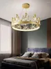 Lustres Moderne Simple Chambre Led Lustre Chambre D'enfant Lampe Salon Lumière De Luxe Couronne Cristal Pendentif Lumières Décor