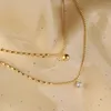 Ожерелья с подвесками из титановой стали с золотым ожерельем для женщин, белый циркон, металлический шар, хрустальный горный хрусталь, цепочка на ключицу, модные ювелирные изделия