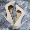 Dress Shoes Sparkly Silver Women Designer Pointed Toe High Heels Bling Wedding Bridal Chic Ladies Stiletto Pumps Plus Size