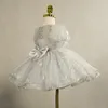 Robes de fille Filles Princesse Robe Été Puff Manches Enfants Mesh Tutu Bébé Enfants Brillant Paillettes Fête D'anniversaire Vêtements De Mariage 231207