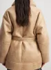 Veste d'hiver surdimensionnée en fausse fourrure pour femme, Streetwear, fausse peau de mouton, longue et épaisse, Faux Teddy, manteau Double face, ceinture à la taille