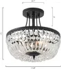 Chandeliers 3-Light Crystal Semi Flush Mount Chandelier Modern Ceiling Light Fixture Black E12 Base Lamp For Living Room Dining