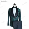 Costumes pour hommes Blazers Thorndike Mâle Mariage Costume De Bal Vert Slim Fit Tuxedo Hommes Formel Affaires Vêtements De Travail Costumes 3Pcs Ensemble VestePantsVest 231206