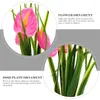 Servis uppsättningar Artificial Calla Flower: Japanese Sushi Plate Decoration Plants Greenery Buskar 3st för inomhus utomhusträdgårdsfönster