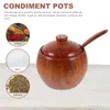 Ensembles de vaisselle de cuisine Jar contenant condiment condiment restaurant assaisonnant la cuillère résistante à la poussière Pottes de sel Gadgets Wood avec shaker