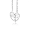 Pendentif Colliers Bon ami Amoureux Zircon Coeur Collier Épissage Style Créatif Doux Romantique Vent En Acier Inoxydable Chaîne De Clavicule