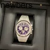 Лучшие мужские часы Audemar Pigue Apf Factory Swiss Royal Oak Offshore Fashion Trend Кварцевые 26331bc Фиолетовый циферблат из матового золота с 41-миллиметровой молотковой обработкой 18-каратного белого цвета