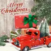 Julekorationer Ourwarm Christmas Red Truck Desktop Decoration Ornaments Kids Xmas Year Gifts Vintage Metal Home Decoration 231207