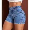 Женские джинсы Wepbel, узкие джинсовые шорты с высокой талией, летние женские облегающие шорты во всю длину со стразами и молнией