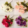 Decorative Flowers Wreaths Silk Artificial Flower Rose Peony Bouque Home Decoration Bridal Holding Wedding Decor Bouquet DIY Fake Arrangement 231207