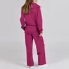 Pantaloni da Donna in Due Pezzi Felpa con Scollo a V Set Elegante Cappotto Autunno Inverno Tailleur Pantalone con Risvolto con Coulisse in Vita Elastica per Le Donne Spesse