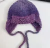 Top invernale peluche caldo protezione per le orecchie Colbacco da donna carino cerchio colorato filato cappello lavorato a maglia stile coreano tutto abbinato