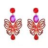 Orecchini pendenti Ciondolo a farfalla con strass multicolore per gioielli di moda da donna Accessori per la dichiarazione quotidiana delle ragazze esagerati