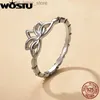 Solitaire Ring WOSTU 2019 Original 925 Sterling Silver Lotus Flower Rings For Women Fashion Wedding Ring Luxury Brand Jewelry Best Gift FNR018 YQ231207