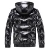 Men's Jackets Bright Leather Winter Jacket Casual Parka Outwear Waterproof Puffer Padding Warm Stand With Hood Outwearing Coat 231207