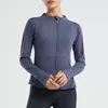 LU Haut de Yoga en Cachemire d'automne et d'hiver pour Femmes à séchage Rapide, Coupe ajustée, vêtements de Fitness, Manteau de Sport de tempérament à glissière avec Manches Longues Minces