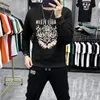 Pullover da uomo in peluche con strass pesante artigianale girocollo con cappuccio T-shirt a maniche lunghe camicia inferiore Top abbigliamento invernale da uomo