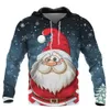 Moletons masculinos Moletons 3D Papai Noel Impressão Hoodies para homens Desenhos animados Boneco de neve Padrão Moletons femininos Gato engraçado pulôver de grandes dimensões X'mas Y2K Roupas 231207