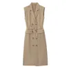 Casual Dresses 2023 Partihandel Kvinnors pendlare Belted Suit Dress Double Breasted Trench Coat 1165193