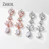 Hochzeit Schmuck Sets ZAKOL Mode Wasser Tropfen Zirkonia Halskette Ohrringe Set Frauen Luxus Folwer Blatt Braut SP3314 231207