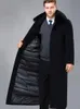 Men's Wool Blends Fashion Jackets Mens Thick Cashmere Trench Warm Detachable Fur Collar Windbreaker Men XLong Down Lining Coats 6XL 231207