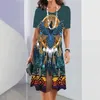 캐주얼 드레스 여자 2023 여름 3D 유명한 프린트 여행 파티 빈티지 드레스 y2k 우아한 느슨한 짧은 슬리브