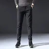 Męskie spodnie jesienne zima grube swobodne mężczyzn moda biznesowa szczupła czarna niebieska szara ubrania marki szczotkowane spodnie męskie 231206