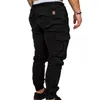 Men's Pants Men Harajuku Joggers Clothing Trousers Casual Solid Color Pockets Waist Drawstring Ankle Tied Skinny Cargo