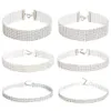 Funkelnde Silber Kristall Kragen Kette Halsband Halskette Braut Frauen Hochzeit Party Diamante Strass Halsband Schmuck Geschenke CL3019