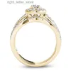 Solitaire yüzüğü moda 925 gümüş takı yüzük yuvarlak şekil zirkon değerli taş parmak yüzük kadınlar için düğün nişan partisi aksesuar altın rengi yq231207