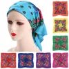 Halsdukar 2023 Floral Square Scarf Russian Flower Muslim Turban Hijab headwrap Ethnic Mönster SACLS LITT HEAD BANDANA 70x70CM