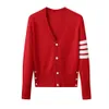Spring and Autumn Seasons Primordial Year Red Tb Knitted Cardigan Short Coat Casual Men Women Couple Decoration Body Versatile Sweater