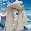 Men s Down Parkas Cold Coat for Winter Warm White Duck Intensification Hooded Parka Man Medium length High Pile Mens Jackets 231207