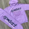 Мужская толстовка с капюшоном фиолетового цвета Sp5der 555555 2023ss, джемпер для мужчин и женщин Young Mob Spider Web Star Letter NA1Y