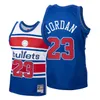 Washington''Bullets''Men Michael Jor en Jeff Malone Walt Bellamy Ben Wallace Hardwood''Classics Custom Blue Jersey