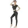 Trajes de yoga Mujeres Ropa deportiva sin costuras Gimnasio Conjunto de 2 piezas Trotar Entrenamiento Deporte Leggings de cintura alta y traje de sujetador superior