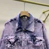 DUYOU Mono Boyhood Denim Jack met franjes Herenjassen Bloemen Wandtapijtmotief Klassiek Gewassen Shirts High-End Mode Voor Mannen Dames Jas Tops 851092