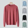 Men's Sweaters Women Ribbed Cuff Sweater Round Neck Long Sleeve O-neck Knitwear Thermal With For Warmth