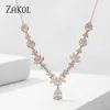 Ensembles de bijoux de mariage ZAKOL mode goutte d'eau cubique zircone collier boucles d'oreilles ensemble femmes luxe Folwer feuille mariée SP3314 231207