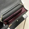 10A Top Quality Designer CC Bag Wallets Mini Woc Shoulder Bag Strap Handbag Plaid Purse Double Letter Solid Buckle Caviar Pattern Crossbody Women Clutch Purs 33814