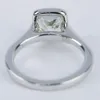 7,50 mm kudde klippt Moissanite Ring Bezel Set Engagement 10K Vitt guld