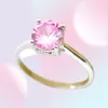 LuckyShine rond topaze anneaux 925 argent rose cubique zircone fête femmes bague taille 7 8 9232N4502917