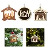 Decorações de jardim natal presépio ornamentos pingente de madeira pendurado cristão para família feriado lareira festa de árvore de natal