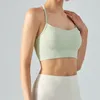 Yoga outfit kvinnor sport bh hängande hals sexig t-back väst med bröstkudd gym fitness topp push up workout tops