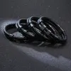 Bedelarmbanden Vnox Gepersonaliseerde herenarmbanden van zwart gevlochten leer, gratis op maat gemaakt met bedelkralen Familienamen Inspirerende sieraden 231206
