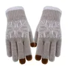 Guantes de invierno, guantes de pantalla táctil con dedos divididos de copo de nieve, guantes cálidos de punto para ciclismo al aire libre