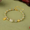 Link Bracelets Natural An Jade Bracelet Women's White Bangle Girl Beauty Round Bar Handpiece Gift For Mom Wife Friend