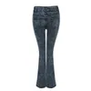 Jean slim extensible pour femmes, taille haute, poches, jambes larges, pantalon évasé à boutons, Denim, vêtements féminins Harajuku