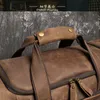 Duffel Bags Retro Brown Men's Hand Luggage Bag Crazy Horse Leather Large Capacity Travel Bag Business Weekend One Shoulder Messenger Bag 231207